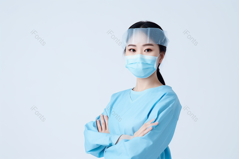 戴口罩的护士形象双手抱胸的抗疫女护士摄影实拍,高清,摄影图,摄影图片,图片大全,摄影图免费下载